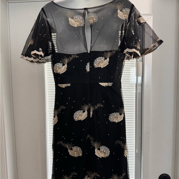 NWT SOLOVEDRESS Women's Printer Prom Dress Short Sleeves Evening Gown Women sz10 - Picture 6 of 11